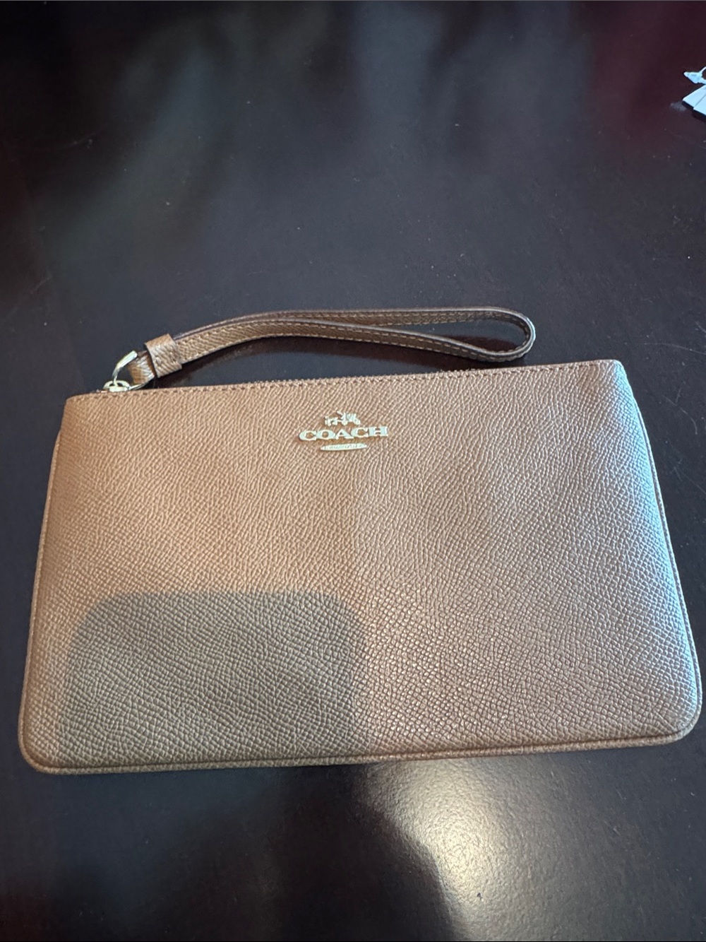 Coach Brown Leather Wristlet with Strap